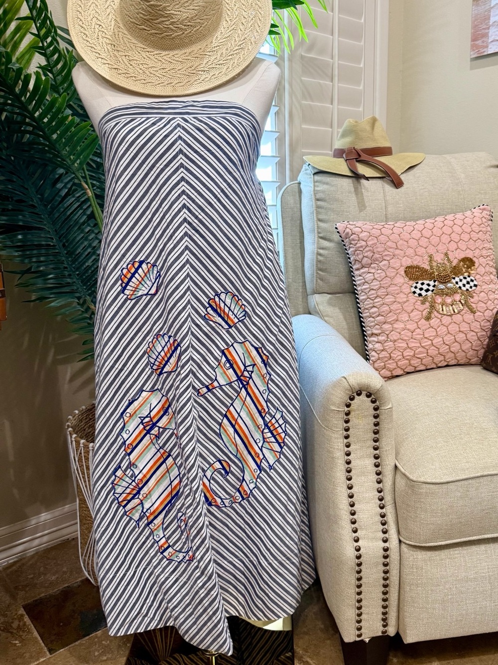 🌊 Anthropologie Maeve Strapless Canopy Midi Dress Seahorse Petite SP NWT
